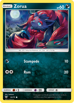 Zorua, Shining Legends #52, Pokémon TCG card