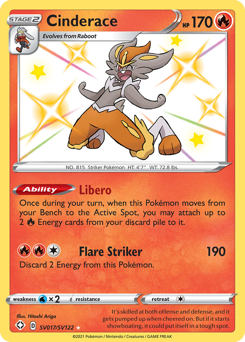 Cinderace, Shiny Vault #SV017, Pokémon TCG card