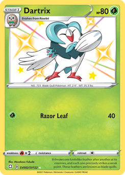 Dartrix, Shiny Vault #SV002, Pokémon TCG card