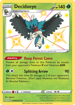 Decidueye, Shiny Vault #SV003, Pokémon TCG card