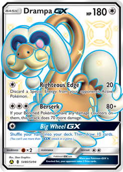 Drampa-GX, Shiny Vault #SV80, Pokémon TCG card