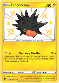 Pincurchin, Shiny Vault #SV043, Pokémon TCG card