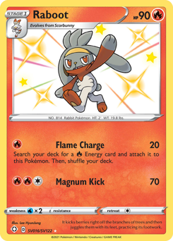 Raboot, Shiny Vault #SV016, Pokémon TCG card