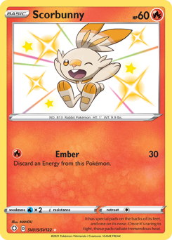 Scorbunny, Shiny Vault #SV015, Pokémon TCG card