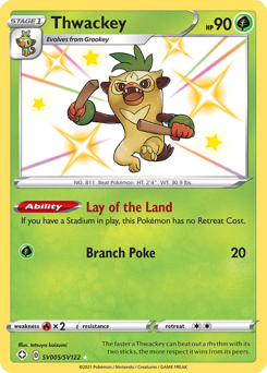 Thwackey, Shiny Vault #SV005, Pokémon TCG card
