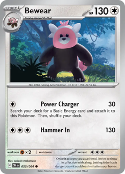 Bewear, Shrouded Fable #53, Pokémon TCG card
