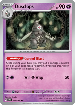 Dusclops, Shrouded Fable #19, Pokémon TCG card