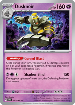 Dusknoir, Shrouded Fable #20, Pokémon TCG card