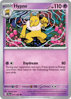 Hypno, Shrouded Fable #17, Pokémon TCG card