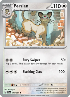 Persian, Shrouded Fable #49, Pokémon TCG card