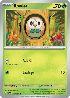 Rowlet, Shrouded Fable #3, Pokémon TCG card