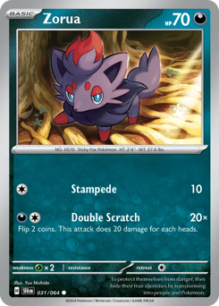 Zorua, Shrouded Fable #31, Pokémon TCG card