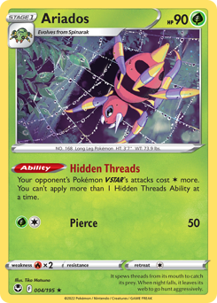 Ariados, Silver Tempest #4, Pokémon TCG card