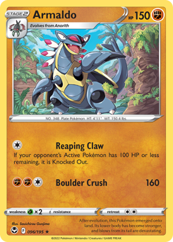 Armaldo, Silver Tempest #96, Pokémon TCG card