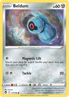 Beldum, Silver Tempest #117, Pokémon TCG card
