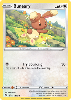 Buneary, Silver Tempest #144, Pokémon TCG card