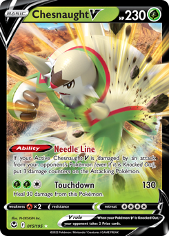 Chesnaught V, Silver Tempest #15, Pokémon TCG card