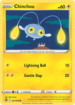 Chinchou, Silver Tempest #51, Pokémon TCG card