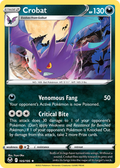 Crobat, Silver Tempest #105, Pokémon TCG card