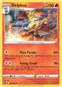 Delphox, Silver Tempest #27, Pokémon TCG card