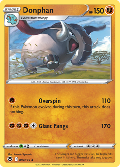 Donphan, Silver Tempest #92, Pokémon TCG card