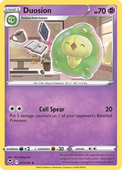 Duosion, Silver Tempest #77, Pokémon TCG card