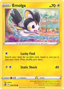 Emolga, Silver Tempest #54, Pokémon TCG card