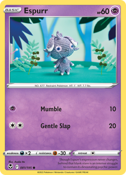 Espurr, Silver Tempest #81, Pokémon TCG card