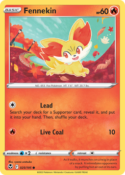 Fennekin, Silver Tempest #25, Pokémon TCG card