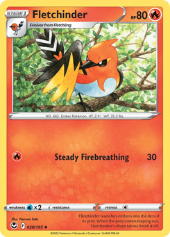 Fletchinder, Silver Tempest #28, Pokémon TCG card