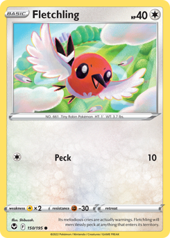 Fletchling, Silver Tempest #150, Pokémon TCG card