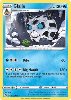 Glalie, Silver Tempest #42, Pokémon TCG card