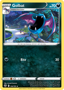Golbat, Silver Tempest #104, Pokémon TCG card