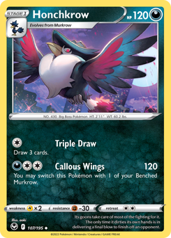 Honchkrow, Silver Tempest #107, Pokémon TCG card