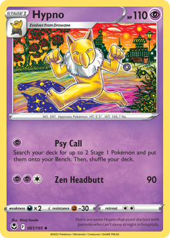 Hypno, Silver Tempest #61, Pokémon TCG card