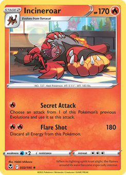 Incineroar, Silver Tempest #32, Pokémon TCG card