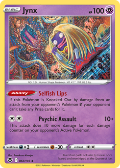 Jynx, Silver Tempest #62, Pokémon TCG card