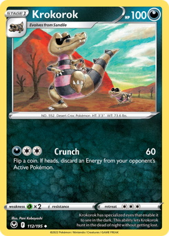 Krokorok, Silver Tempest #112, Pokémon TCG card