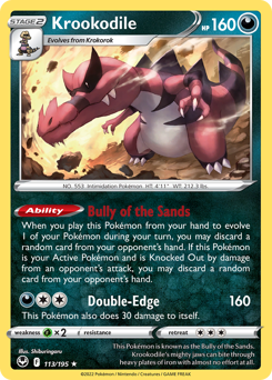 Krookodile, Silver Tempest #113, Pokémon TCG card