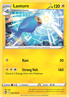Lanturn, Silver Tempest #52, Pokémon TCG card