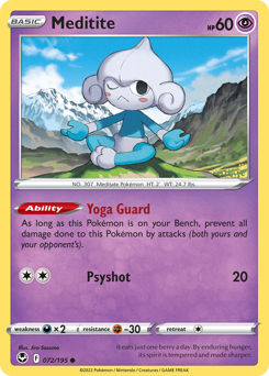 Meditite, Silver Tempest #72, Pokémon TCG card
