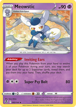 Meowstic, Silver Tempest #82, Pokémon TCG card