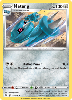 Metang, Silver Tempest #118, Pokémon TCG card