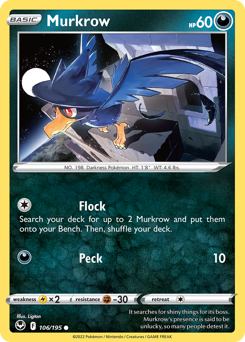 Murkrow, Silver Tempest #106, Pokémon TCG card