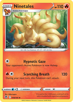 Ninetales, Silver Tempest #18, Pokémon TCG card