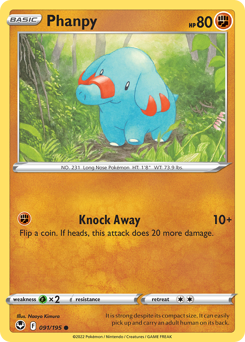 Phanpy, Silver Tempest #91, Pokémon TCG card