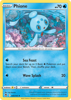 Phione, Silver Tempest #45, Pokémon TCG card