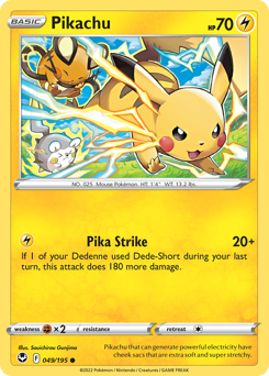 Pikachu, Silver Tempest #49, Pokémon TCG card