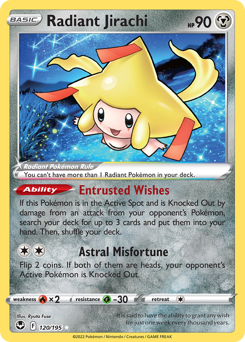 Radiant Jirachi, Silver Tempest #120, Pokémon TCG card