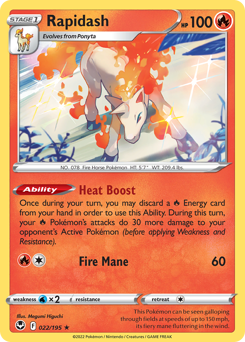 Rapidash, Silver Tempest #22, Pokémon TCG card